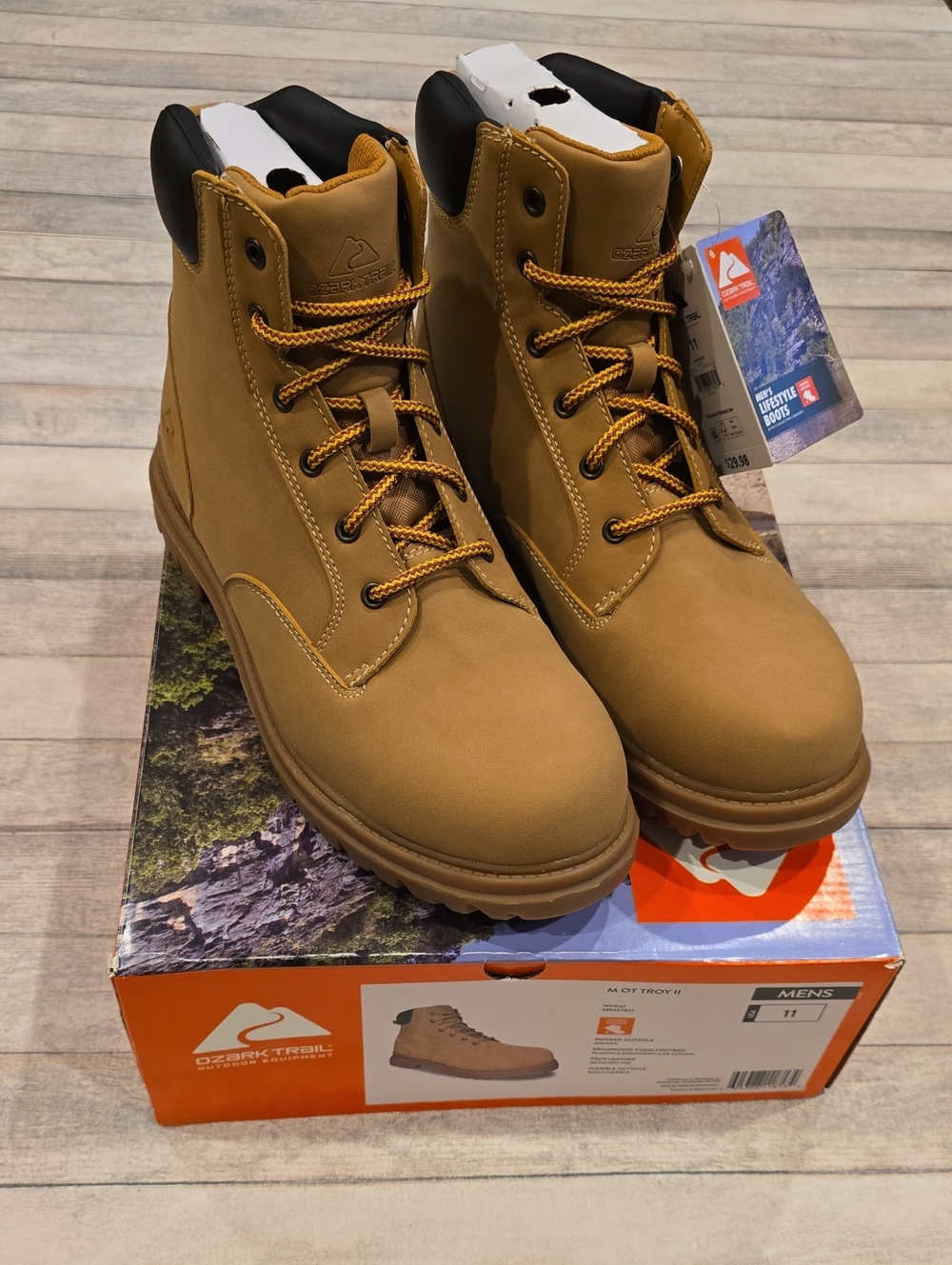 Ozark Trail Troy Men's Wheat/Tan Lace-Up Work Boots Size 11